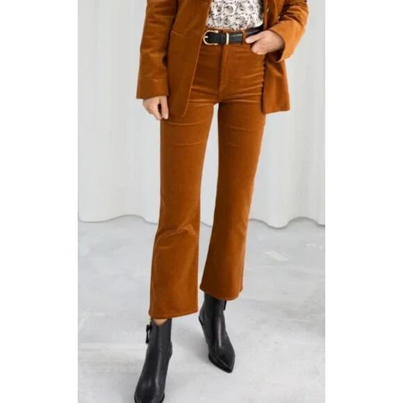 & Other Stories Womens Kick Flare Corduroy Pants Size 2 Fall Chestnut Brown - Picture 2 of 7